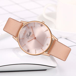 Leather Rose Gold Women's Watch