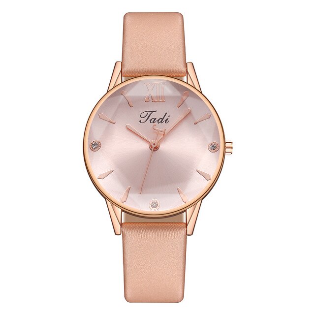 Leather Rose Gold Women's Watch